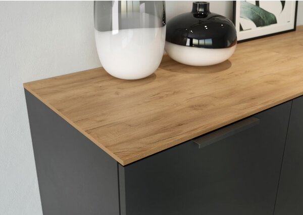 Cassettiera alta grigia in rovere 109x146 cm California - Germania