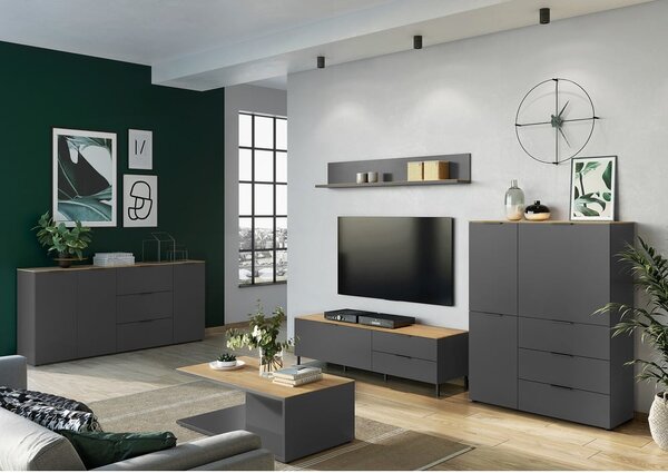 Cassettiera alta grigia in rovere 109x146 cm California - Germania