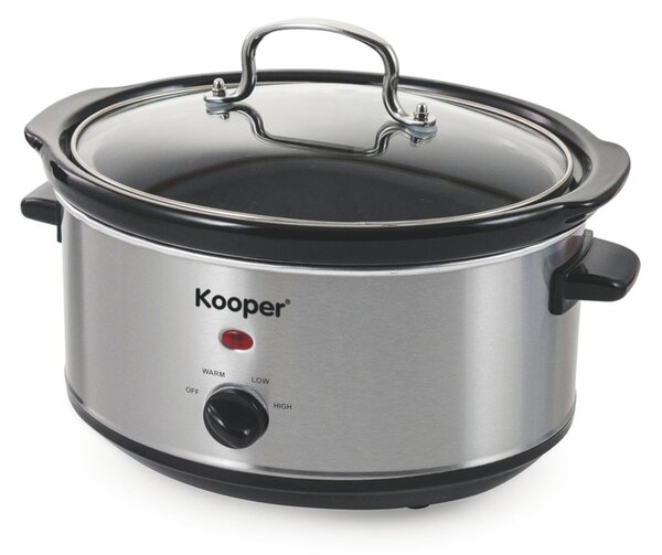 PENTOLA ELETTRICA SLOW COOKER 3.5LT 200W ACCIAIO in Acciaio Acciaio - Nero, dimensioni 32x25.5x H 24 cm