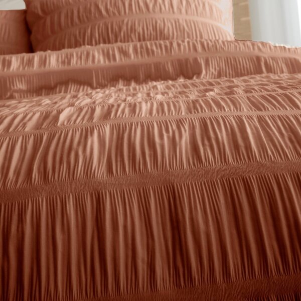 Biancheria da letto singola arancione 135x200 cm Seersucker - Catherine Lansfield