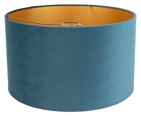 Paralume in velluto blu 35/35/20 con interno dorato