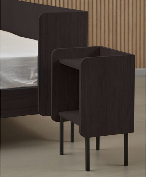 Comodino nero in rovere con ripiani Wrap - Bonami Selection