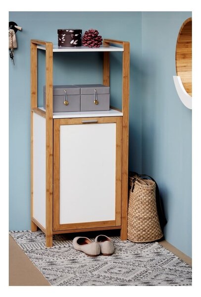 Mensola da bagno in bambù di colore bianco-naturale 40x95 cm Finja - Wenko