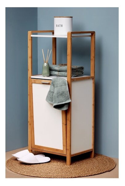 Mensola da bagno in bambù di colore bianco-naturale 40x95 cm Finja - Wenko