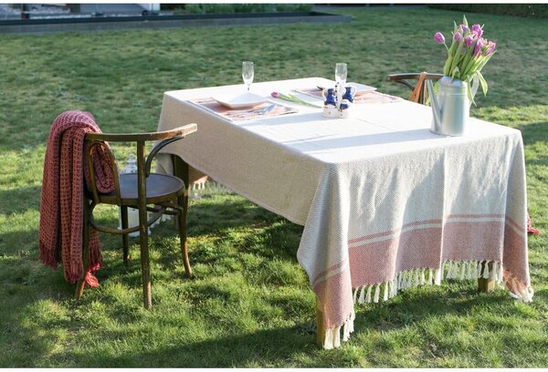 Tovaglia di cotone beige e nero, 250 x 150 cm - Tiseco Home Studio