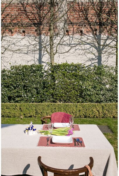 Tovaglia di cotone beige e nero, 250 x 150 cm - Tiseco Home Studio