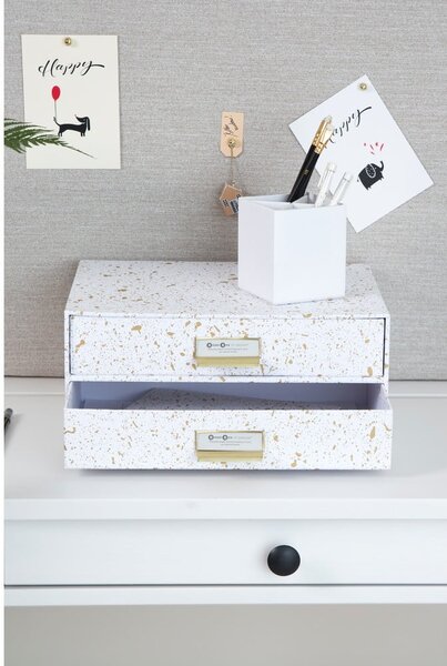 Cassettiera con 2 cassetti in oro e bianco Birger - Bigso Box of Sweden