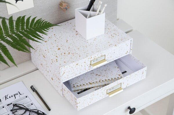 Cassettiera con 2 cassetti in oro e bianco Birger - Bigso Box of Sweden