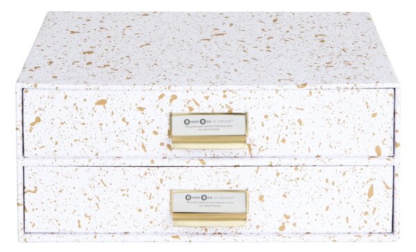 Cassettiera con 2 cassetti in oro e bianco Birger - Bigso Box of Sweden