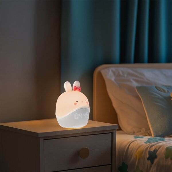 Lampada Led touch Coniglio con sveglia per bambini a batteria ricaricabile USB Bianco caldo M LEDME