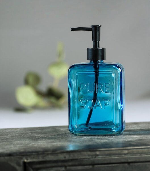 Dispenser per sapone in vetro blu Pure - Wenko