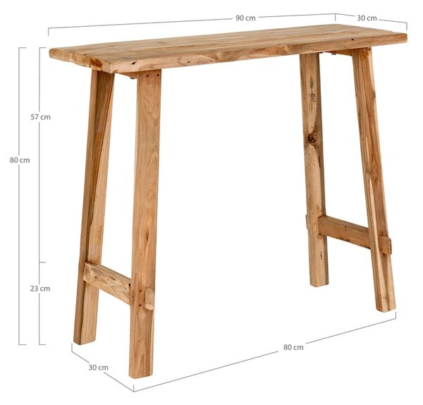 Consolle in legno di teak di colore naturale 30x90 cm Girona - House Nordic