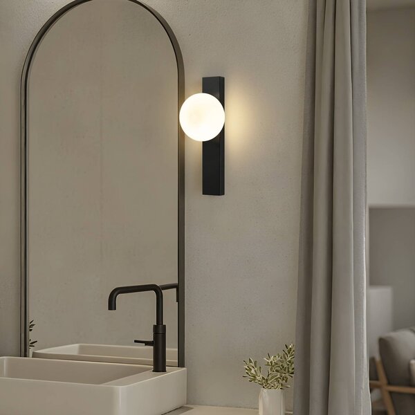 Applique da parete Tavrik Lindby, dimmerabile, Nero, Bagno, Vetro, Moderno, Applique