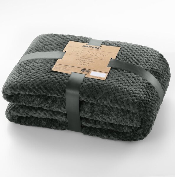 Coperta in microfibra grigio scuro, 200 x 150 cm Henry - DecoKing