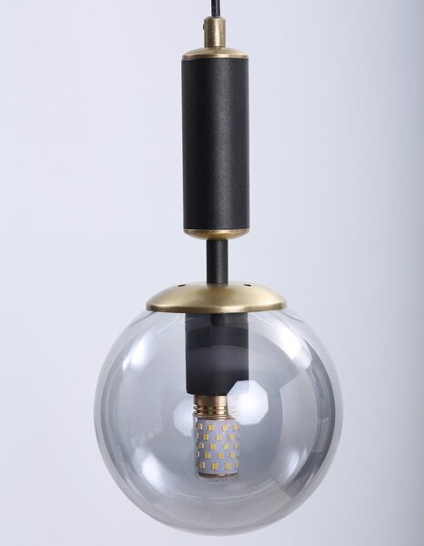 Lampada a sospensione grigio-nera con paralume in vetro ø 15 cm Hector - Squid Lighting