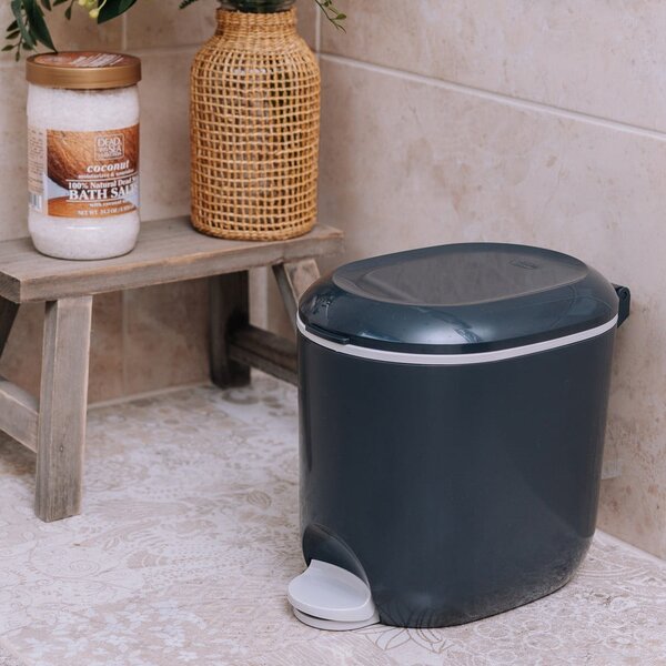 Cestino per la spazzatura in plastica grigio scuro con pedale 3,5 l – Addis