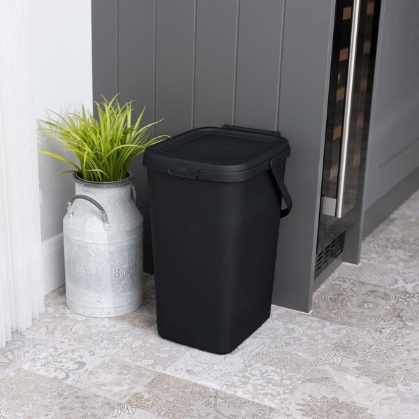 Cestino per la spazzatura in plastica nero 18 l – Addis