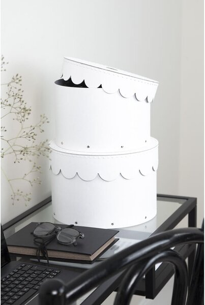 Scatole in set con coperchio bianche in cartone 2 pz ø 26x17,5 cm Wilma Paper Laminate – Bigso