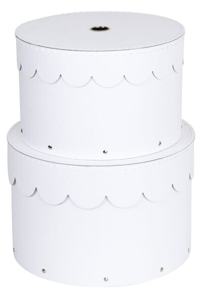 Scatole in set con coperchio bianche in cartone 2 pz ø 26x17,5 cm Wilma Paper Laminate – Bigso