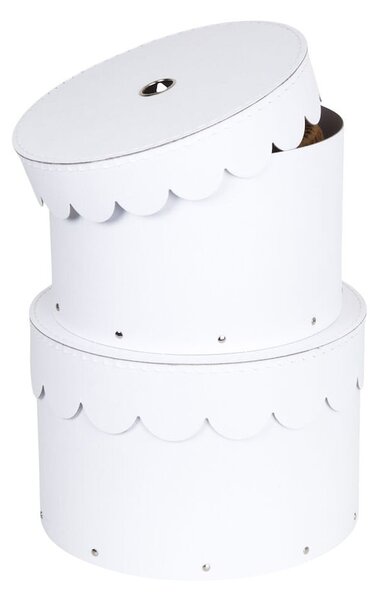 Scatole in set con coperchio bianche in cartone 2 pz ø 26x17,5 cm Wilma Paper Laminate – Bigso