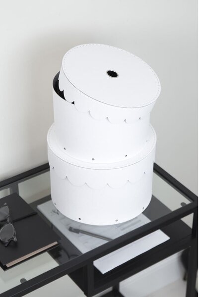 Scatole in set con coperchio bianche in cartone 2 pz ø 26x17,5 cm Wilma Paper Laminate – Bigso