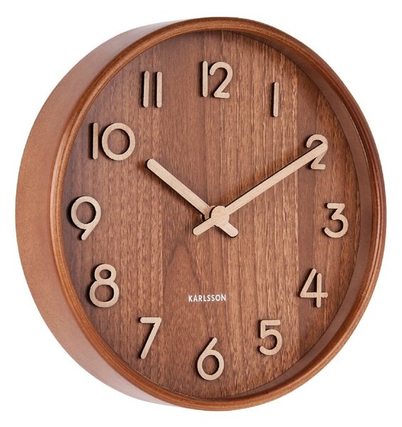 Orologio da parete in legno di tiglio marrone Piccolo, ø 22 cm Pure - Karlsson