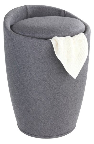 Cesto portabiancheria e sgabello grigi in un unico pezzo, look lino, 20 l Candy - Wenko
