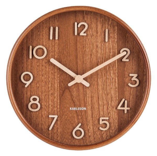 Orologio da parete in legno di tiglio marrone Piccolo, ø 22 cm Pure - Karlsson