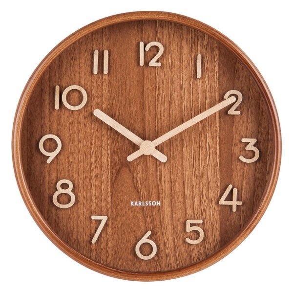 Orologio da parete in legno di tiglio marrone Piccolo, ø 22 cm Pure - Karlsson