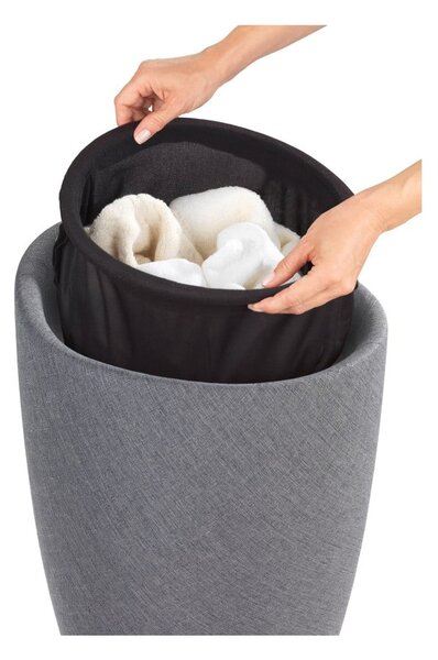 Cesto portabiancheria e sgabello grigi in un unico pezzo, look lino, 20 l Candy - Wenko