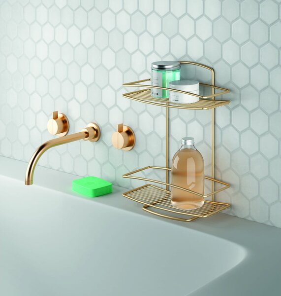 Mensola da bagno in acciaio color oro Onda - Metaltex