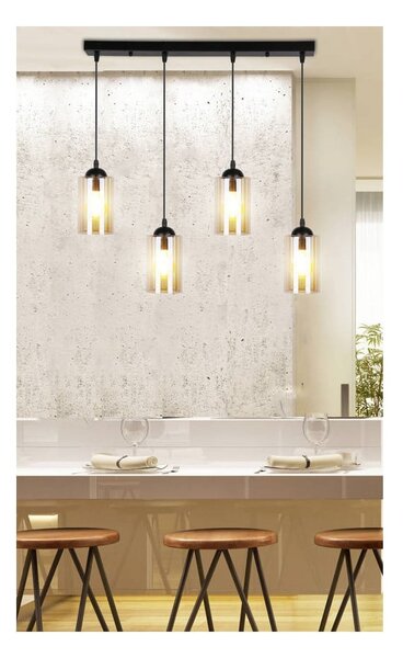 Lampada a sospensione nera con paralume in vetro 10x65 cm Bistro - Candellux Lighting
