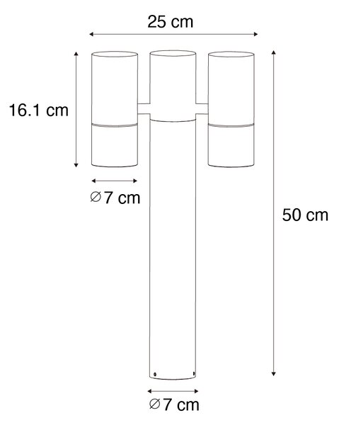 Lampada da esterno a stelo nera 50 cm 2 luci orientabili - Duo
