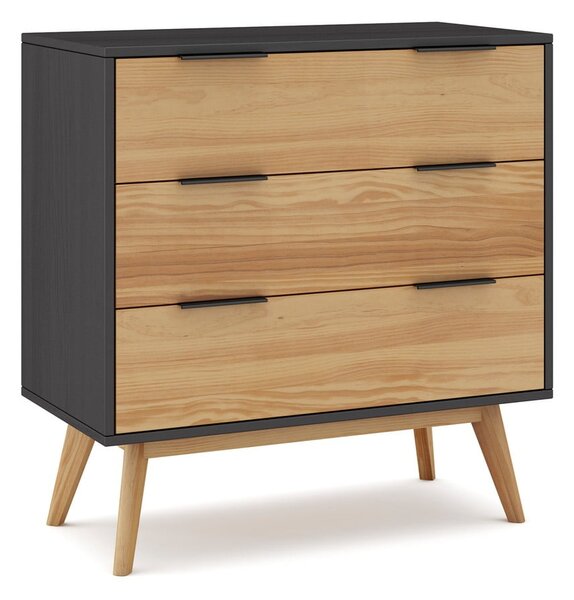 Cassettiera alta in pino nero/naturale 80x83 cm Lavis - Marckeric