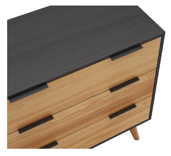 Cassettiera alta in pino nero/naturale 80x83 cm Lavis - Marckeric