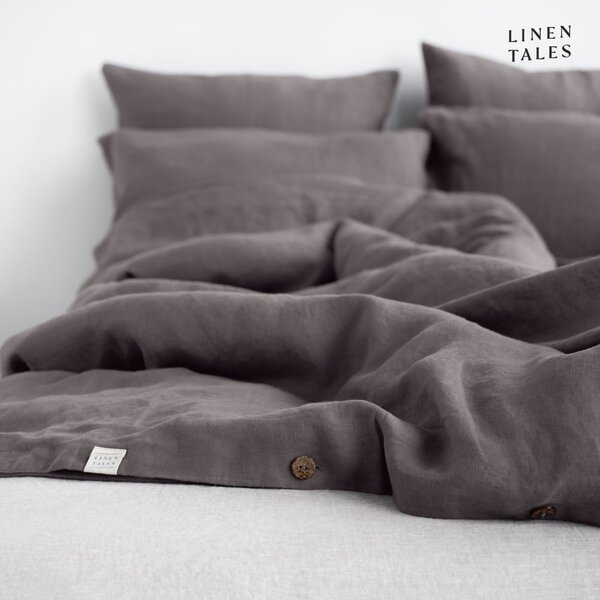 Lenzuola grigio scuro per letto singolo 135x200 cm Dark Grey - Linen Tales