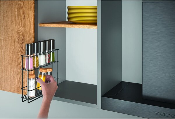 Mensola estraibile nera per spezie Lava - Metaltex