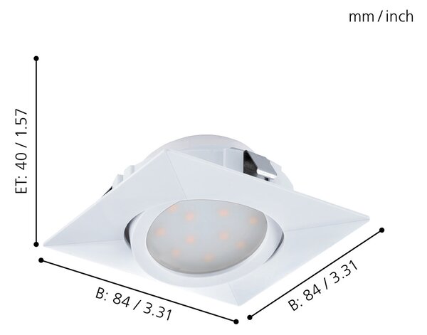 Faretto Ad Incasso Contemporaneo Pineda Policarbonato Bianco 3 Led 4,9W