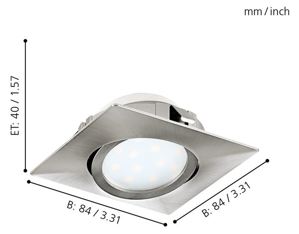 Faretto Ad Incasso Contemporaneo Pineda Policarbonato Nichel Satinato 3 Led 4,9W
