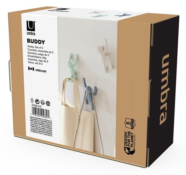 Ganci in plastica da parete in set da 3 Buddy - Umbra