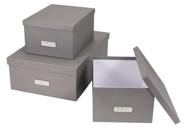 Set di 3 scatole portaoggetti grigie Inge - Bigso Box of Sweden