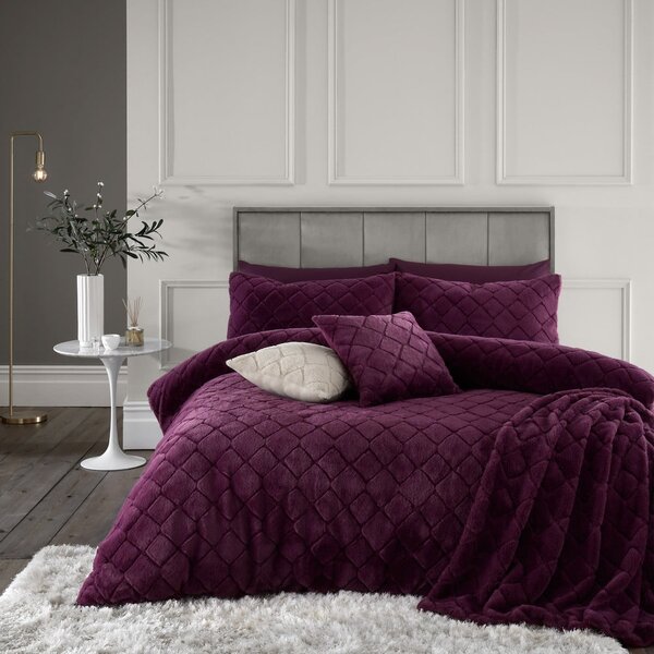 Biancheria da letto singola bordeaux in microplush 135x200 cm Cosy Diamond - Catherine Lansfield