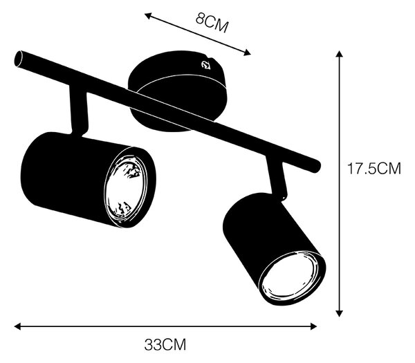 Plafoniera nera orientabile 2 lampadine-WiFi-GU10 - JEANA 2