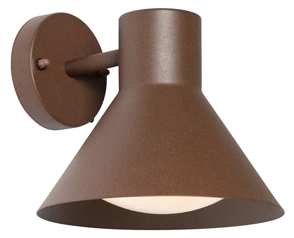 Lampada da parete per esterni industriale marrone ruggine a cono IP44 - Natas