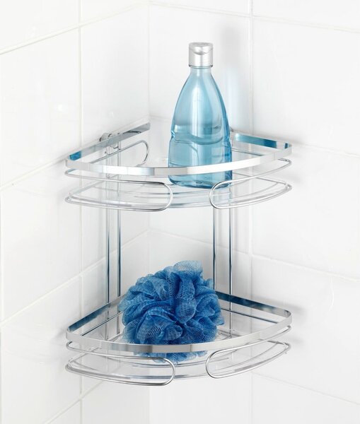 Mensola da bagno da parete e angolare argentata in acciaio inox Premium – Wenko