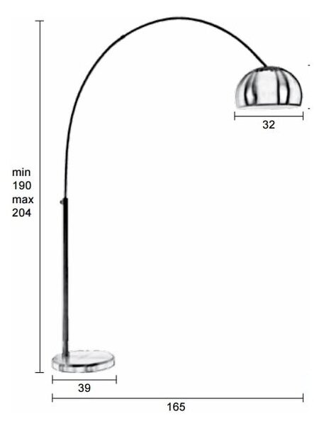 Lampada da terra ad arco in metallo - White Label