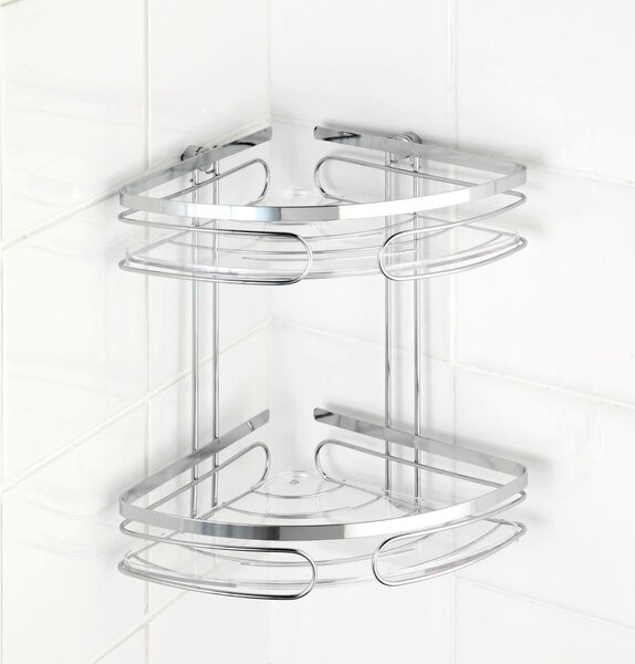 Mensola da bagno da parete e angolare argentata in acciaio inox Premium – Wenko