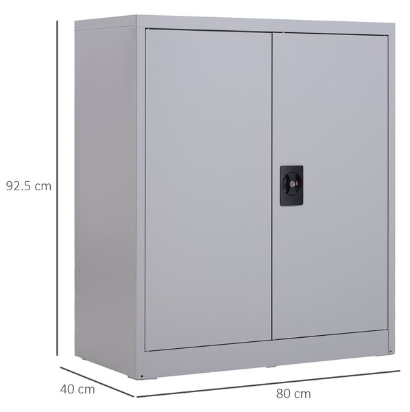 Vinsetto Armadietto Mobile Ripiano Regolabile Chiusura di Sicurezza per Casa Ufficio Garage Acciaio 80x40x92.5cm Grigio|Aosom