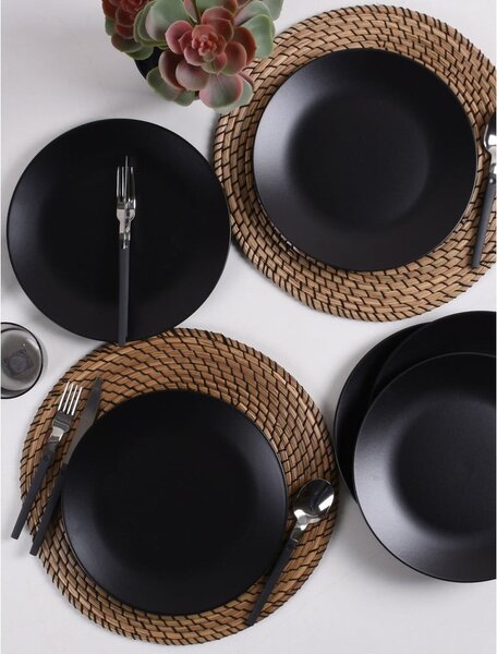 Piatti in ceramica nera opaca in set da 6 pezzi ø 25 cm - Hermia