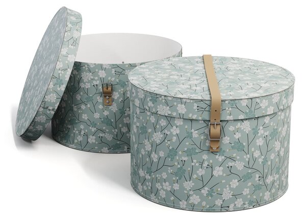 Scatole in set con coperchio verde chiaro in cartone 2 pz ø 37,5x25,5 cm Rut Paper Laminate – Bigso